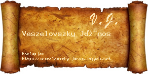 Veszelovszky János névjegykártya